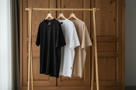 Premium Oversized T-Shirt Combo (Pack of 3) - Black, White, Beige