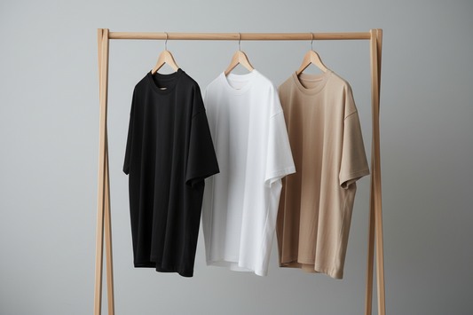 Premium Oversized T-Shirt Combo (Pack of 3) - Black, White, Beige