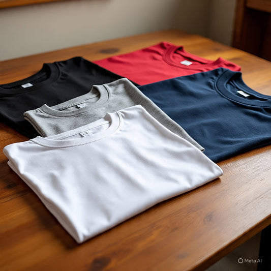 Combo of 5 Heavy Cotton Tshirts - White, Grey, Navy, Black, Red